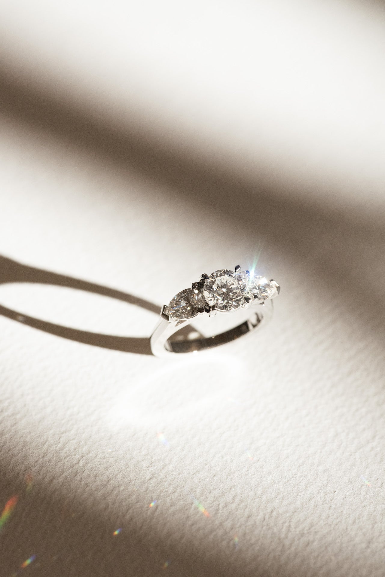 Three Stone Engagement Ring in Platinum