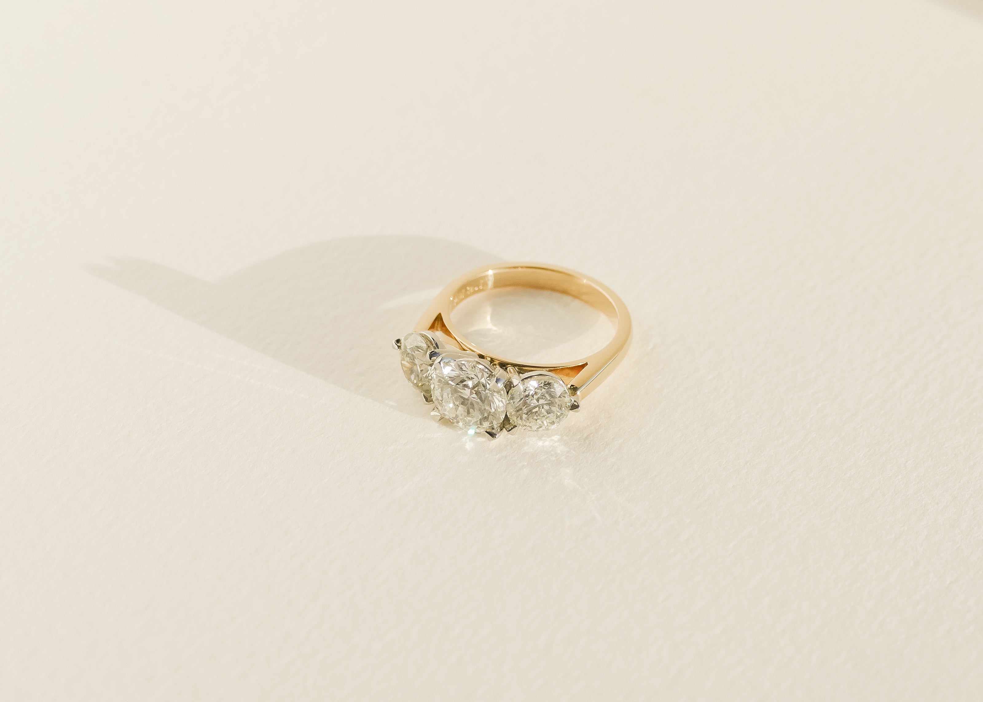 Grande Trois Round Brilliant Cut Diamond Engagement Ring Three Stone Dean & Dust - Bespoke Design