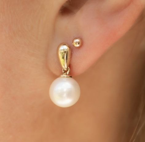 Golden Pearl Drop Earrings