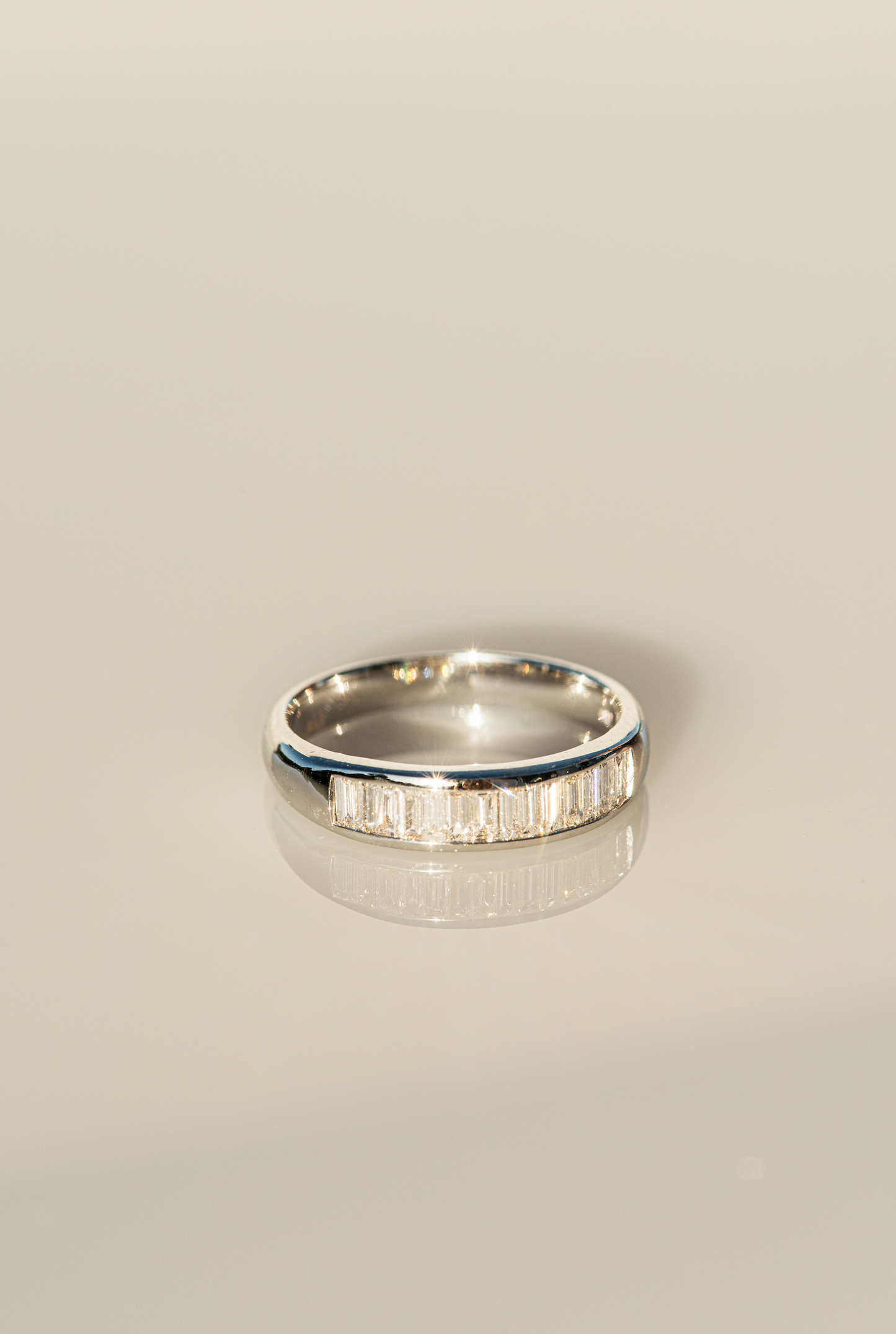 Baguette Diamond Channel Set Ring in 18ct White Gold