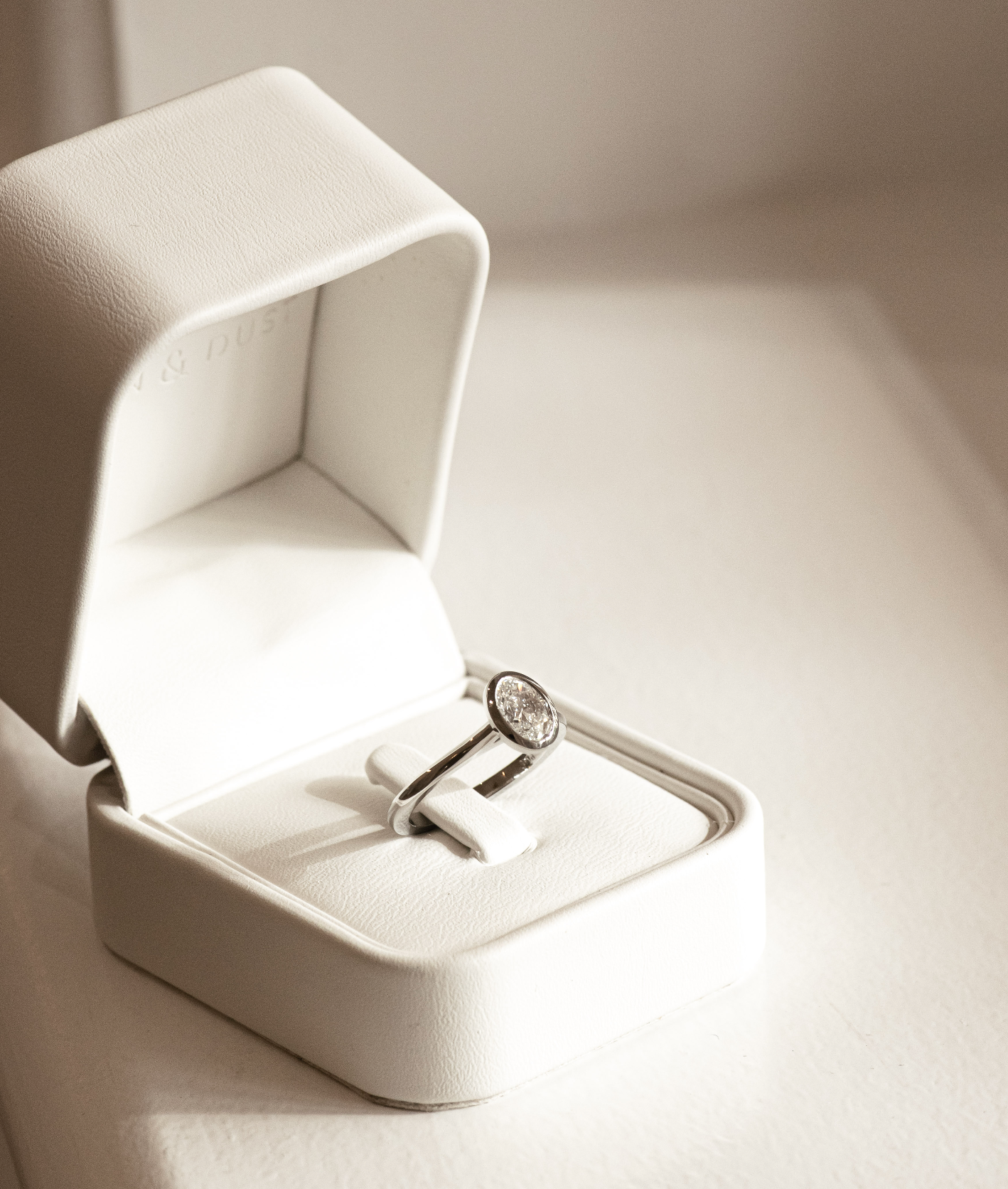 Solitaire Oval Bezel Engagement Ring - Bespoke Design - Dean & Dust - Oval Diamond