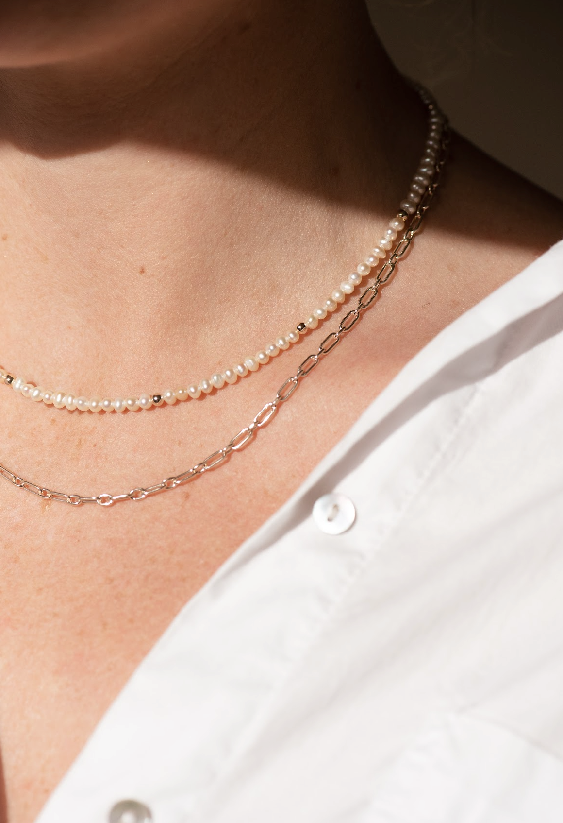 Gold Beaded Pearl Necklace