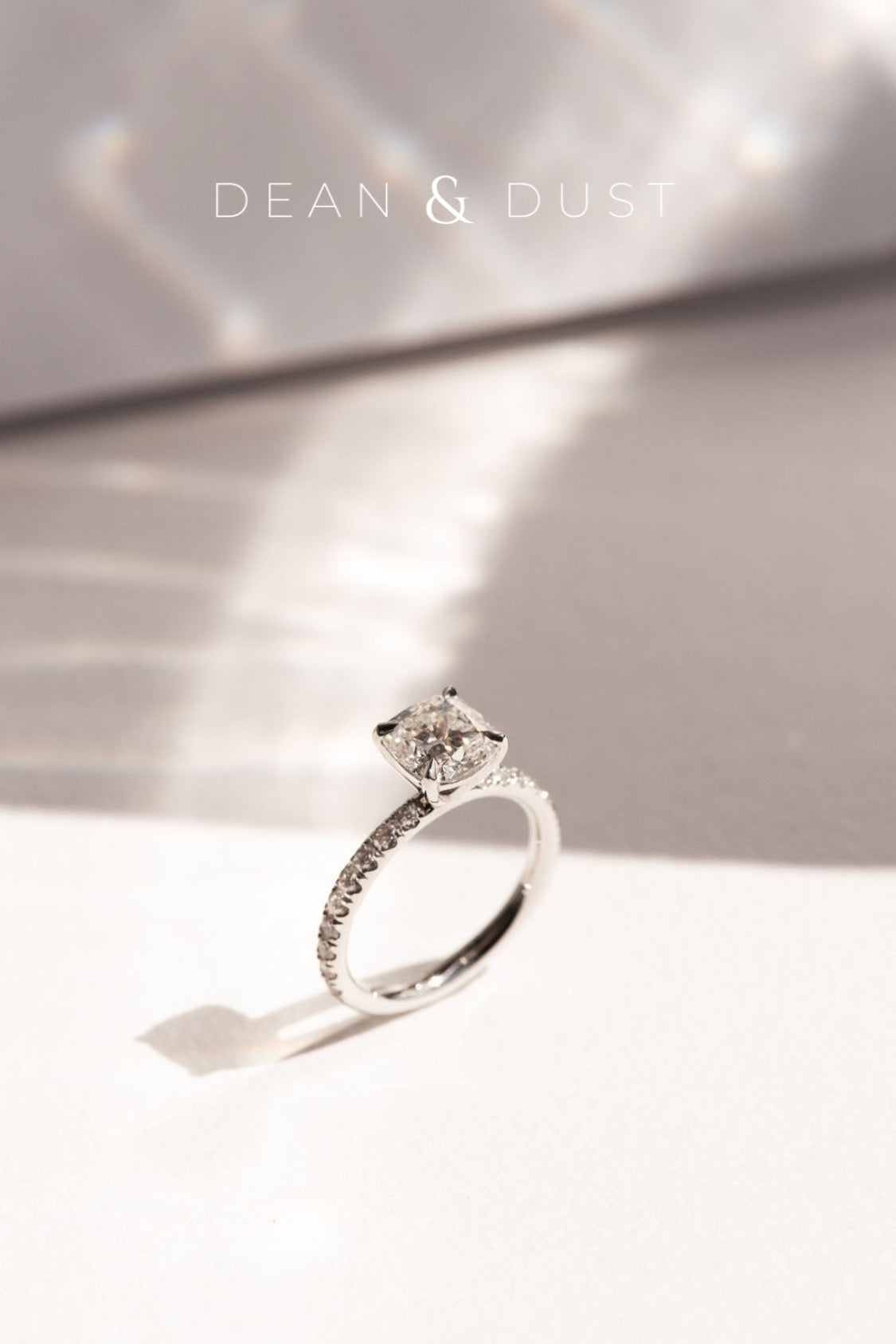 Cushion Diamond Solitaire Engagement Ring - Four Claw Setting in White Gold