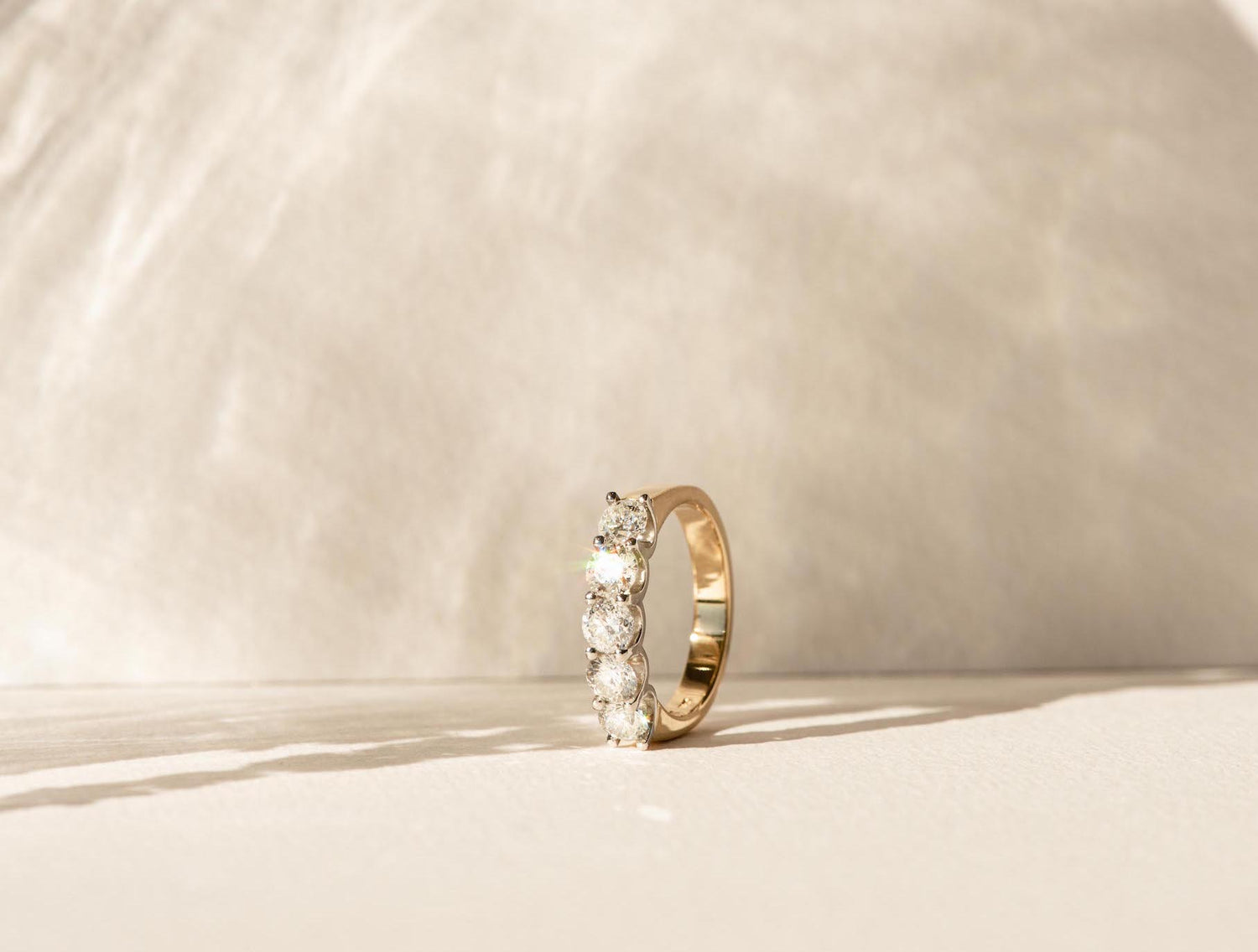 Quintet Five Stone Diamond Engagement Ring - Shared Claw 