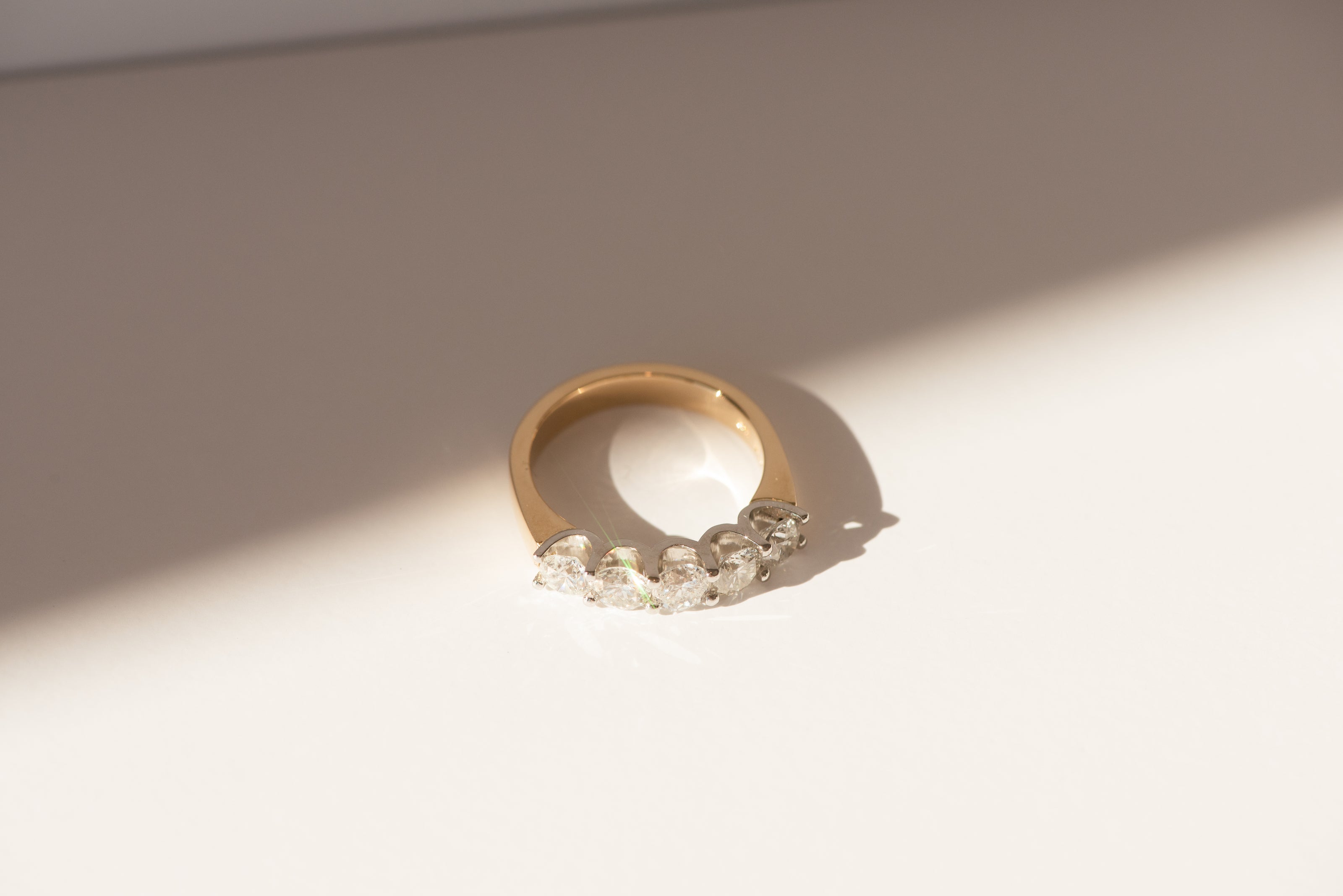 Quintet Five Stone Diamond Engagement Ring - Shared Claw 