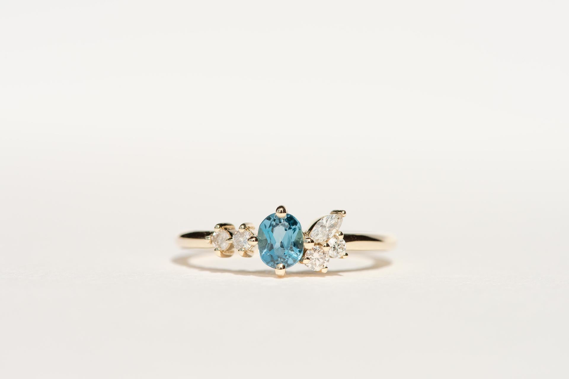 Custom Sapphire and Diamond Cluster Ring - Dean & Dust - Bespoke Design