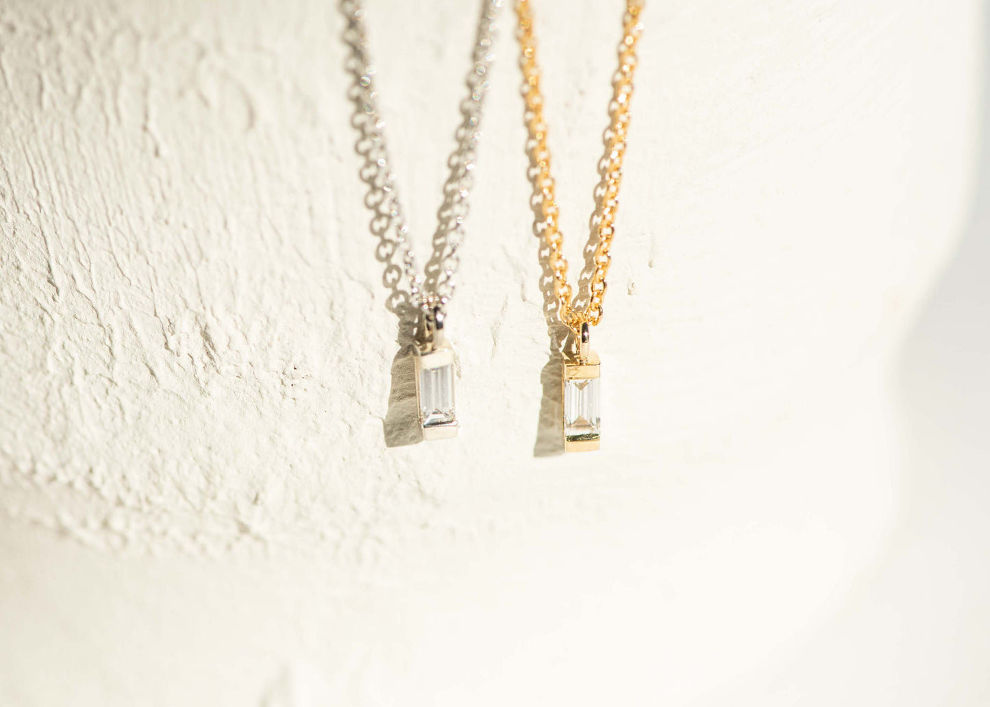 Baguette Diamond Vertical Necklace