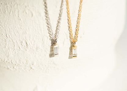 Baguette Diamond Vertical Necklace