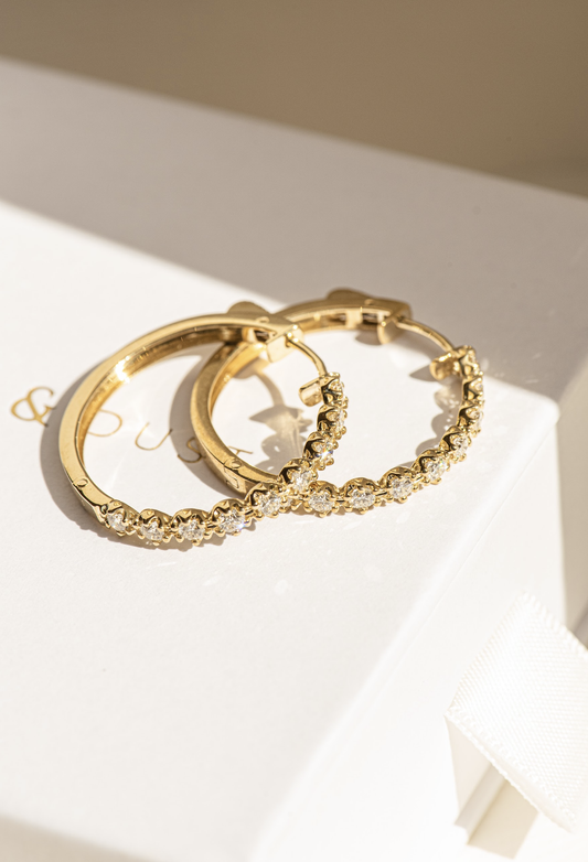 Diamond Crown Hoops (1 Carat Diamond)