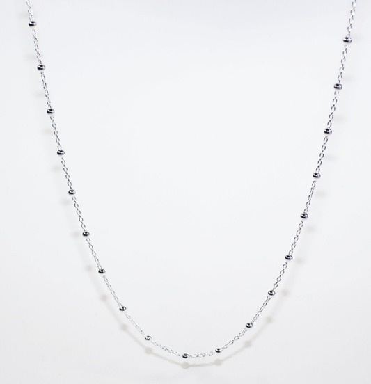 Petite Beaded Necklace - Sterling Silver