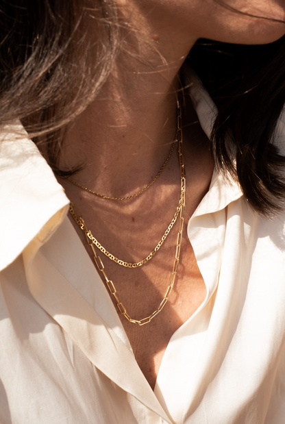 Barre Link Knife Edge Chain Necklace