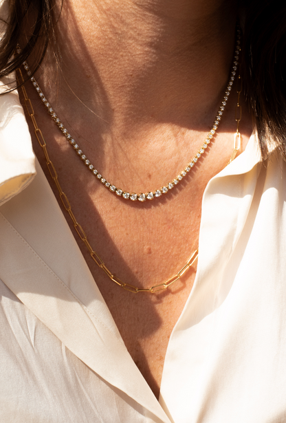 Barre Link Knife Edge Chain Necklace