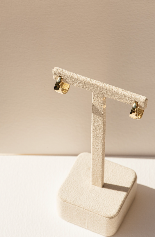Gold Tapered Huggie Hoops