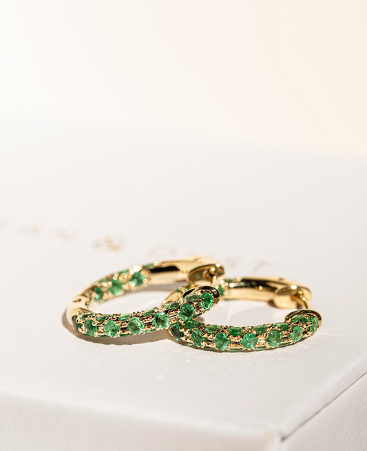 Pave Emerald Hoops
