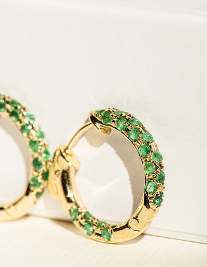 Pave Emerald Hoops