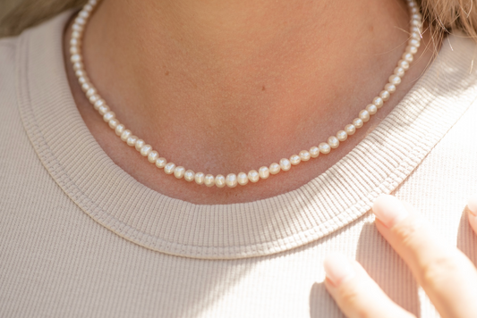 Semi Round Pearl Strand Necklace
