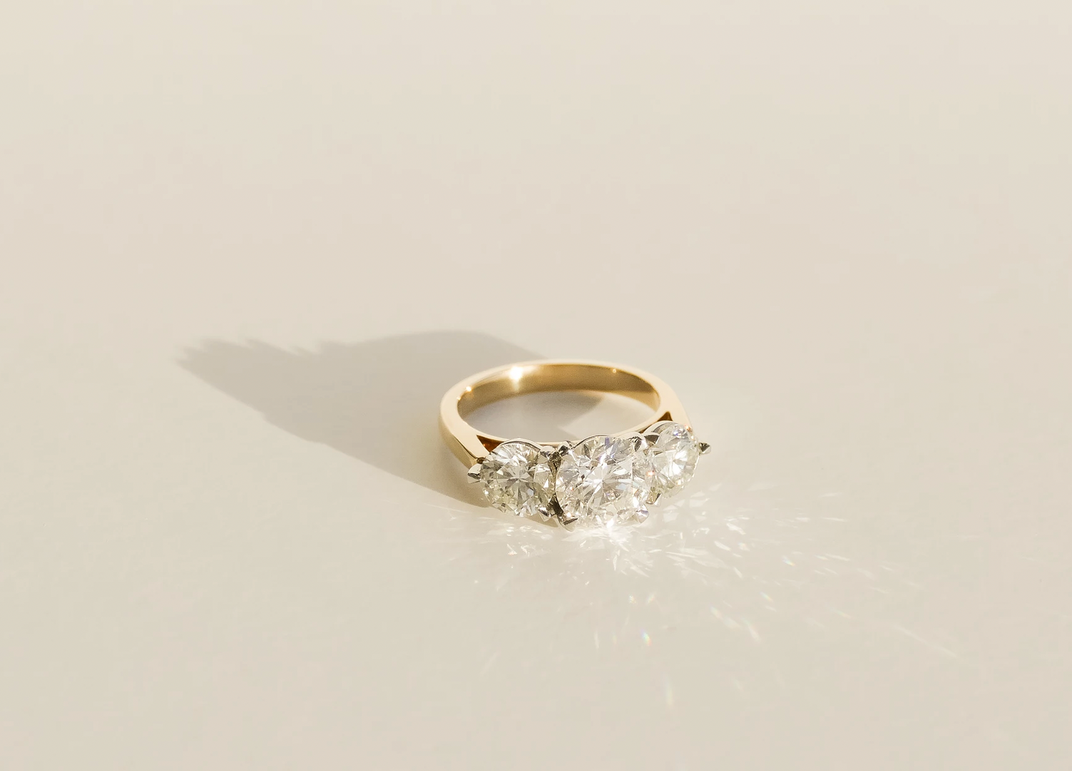 Dean & Dust - Bespoke Design - Three Stone Round Diamond Ring -Grande Trois 