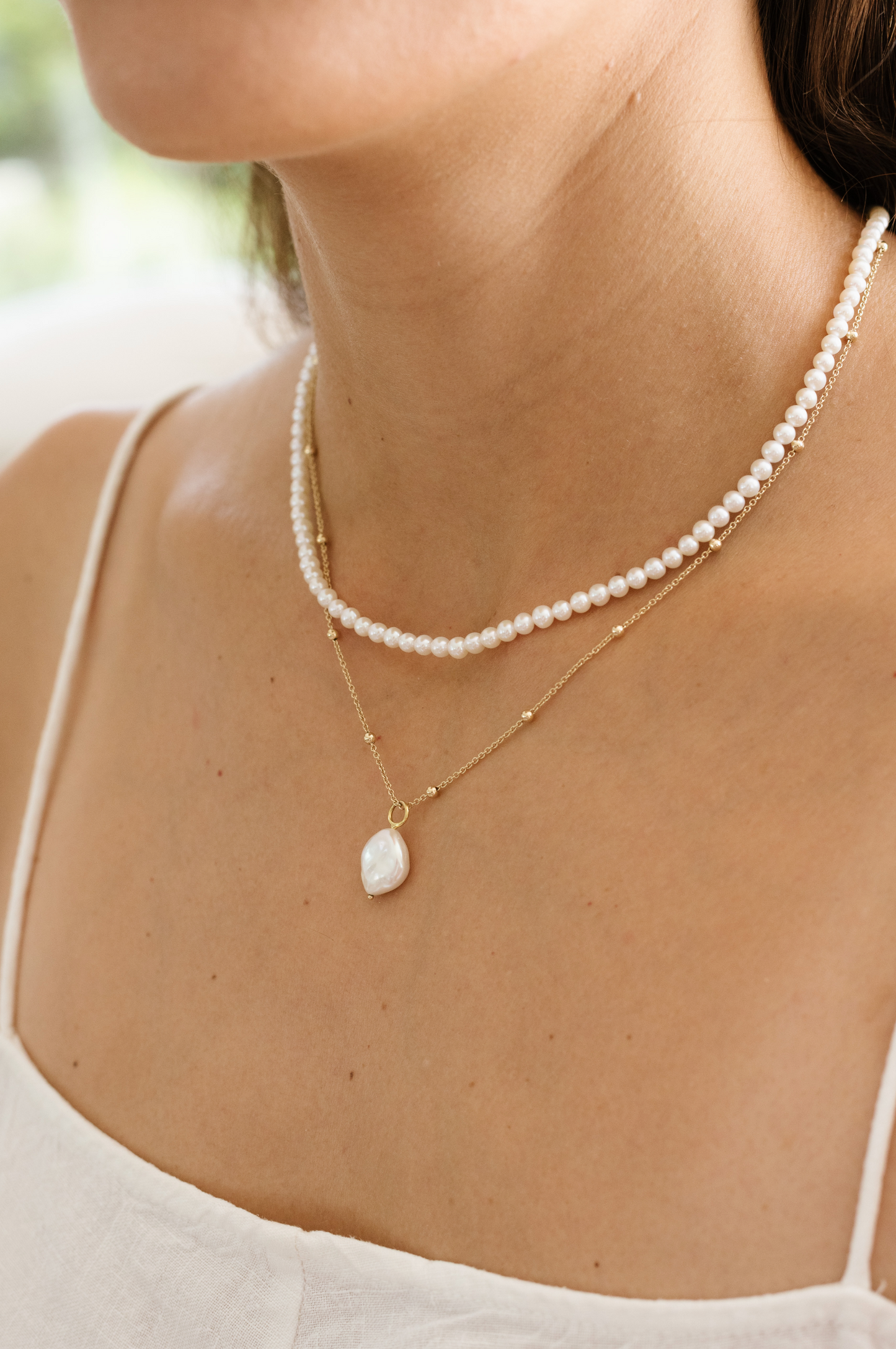 Ball and Chain Pearl Necklace
