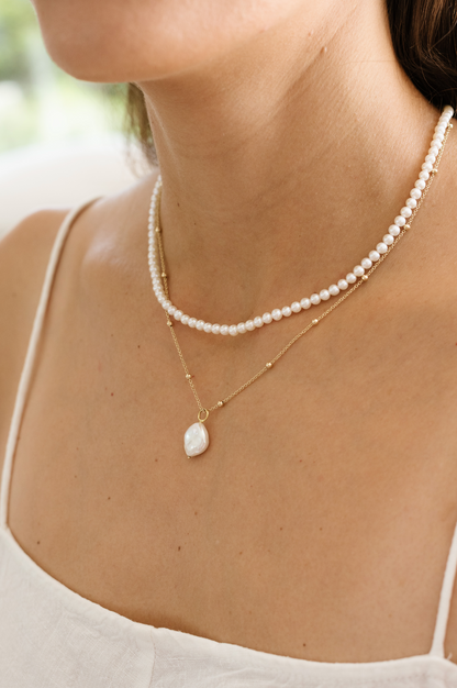 Ball and Chain Pearl Necklace