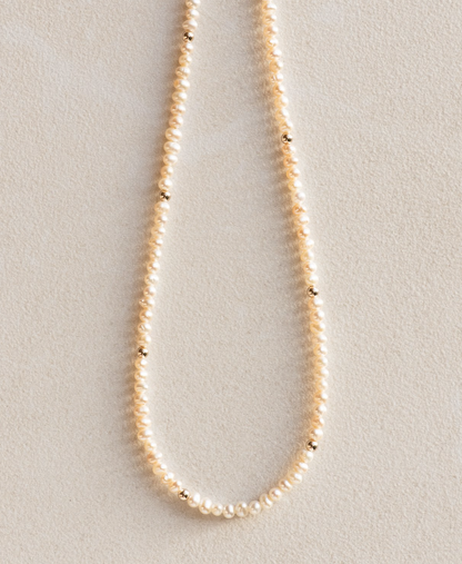 Gold Beaded Pearl Necklace