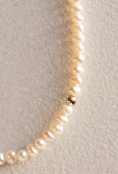 Gold Beaded Pearl Necklace