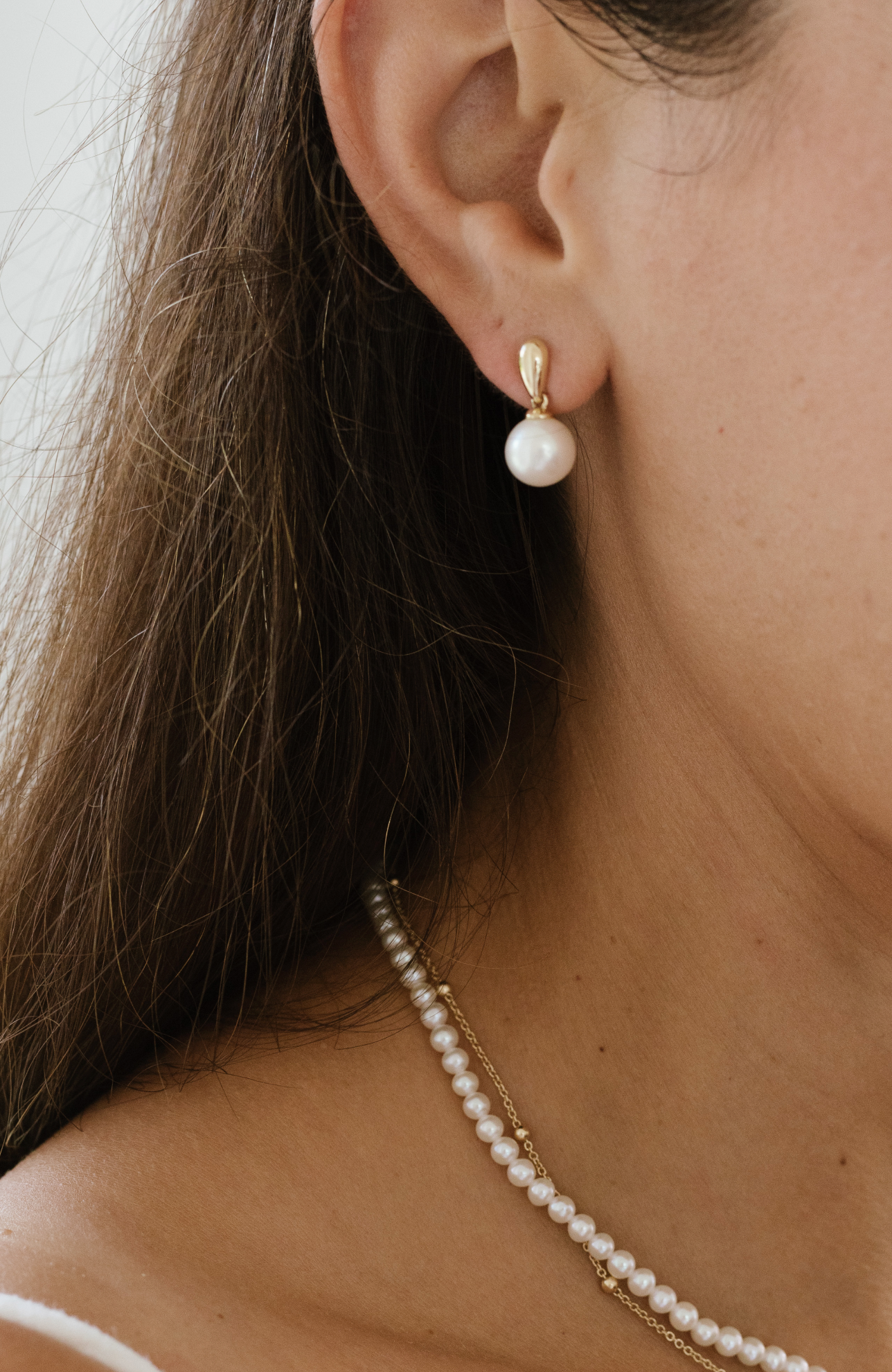 Golden Pearl Drop Earrings
