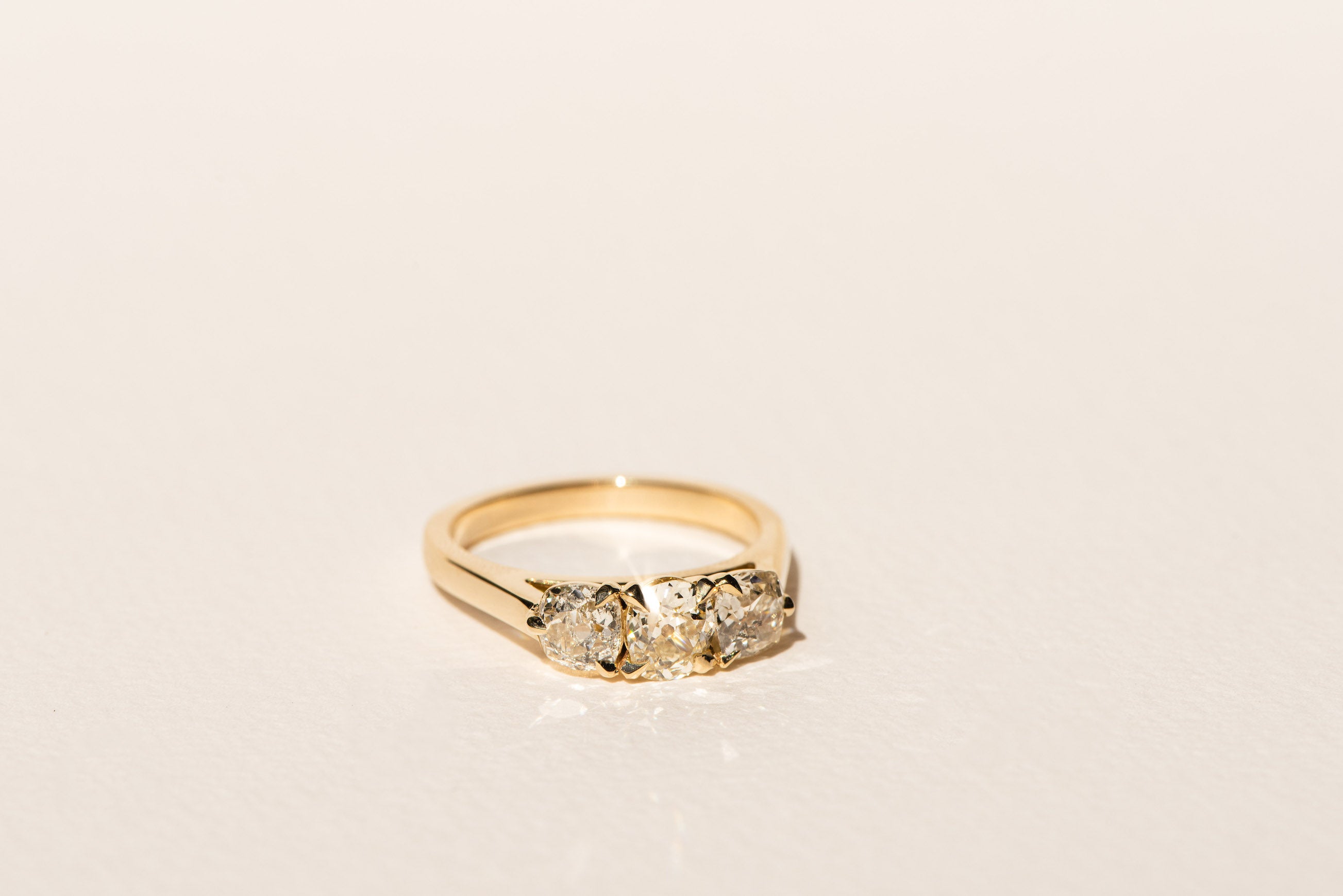 Dean & Dust - Bespoke Design - Three Stone Diamond Engagement Ring - Round Diamonds