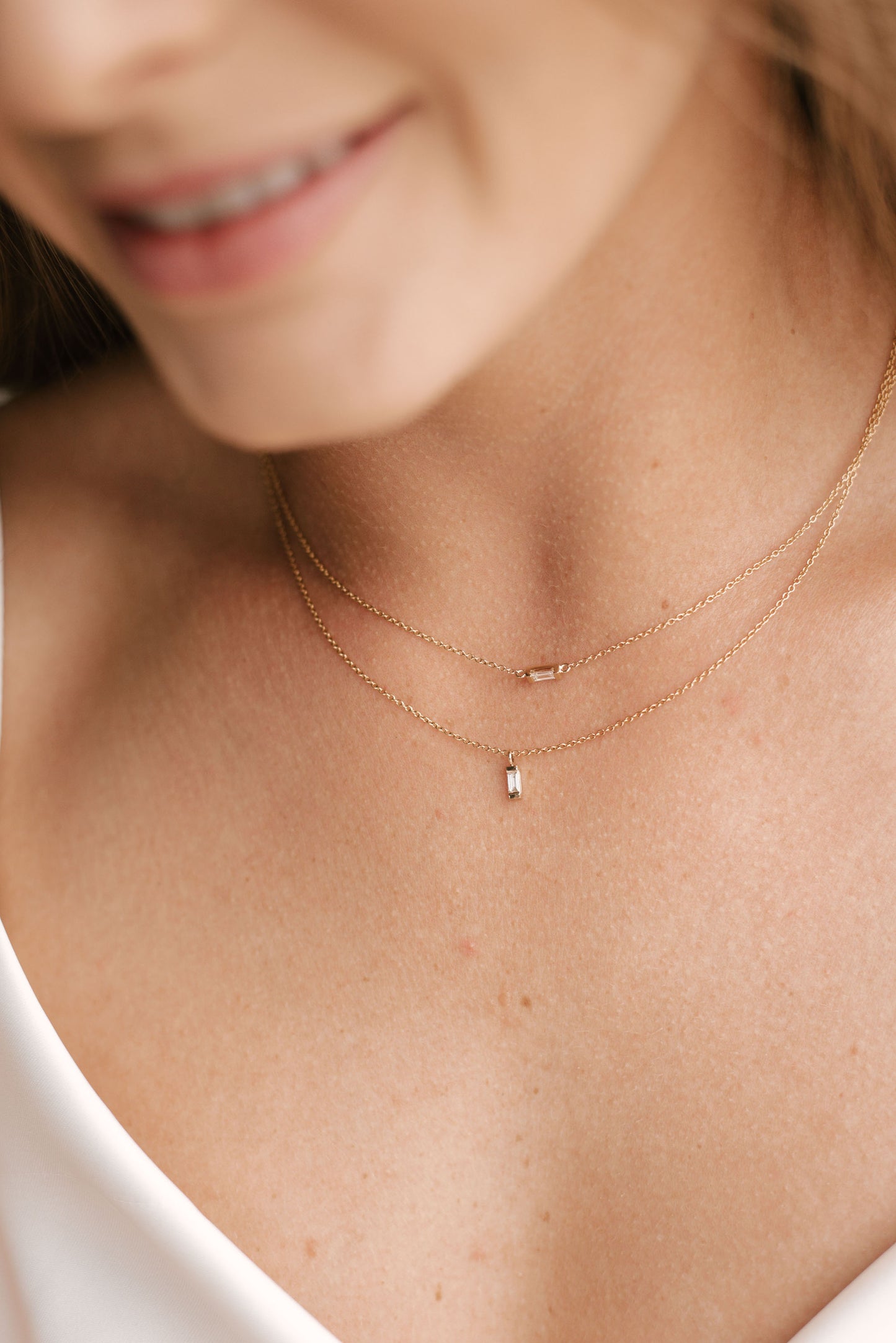 Baguette Diamond Vertical Necklace