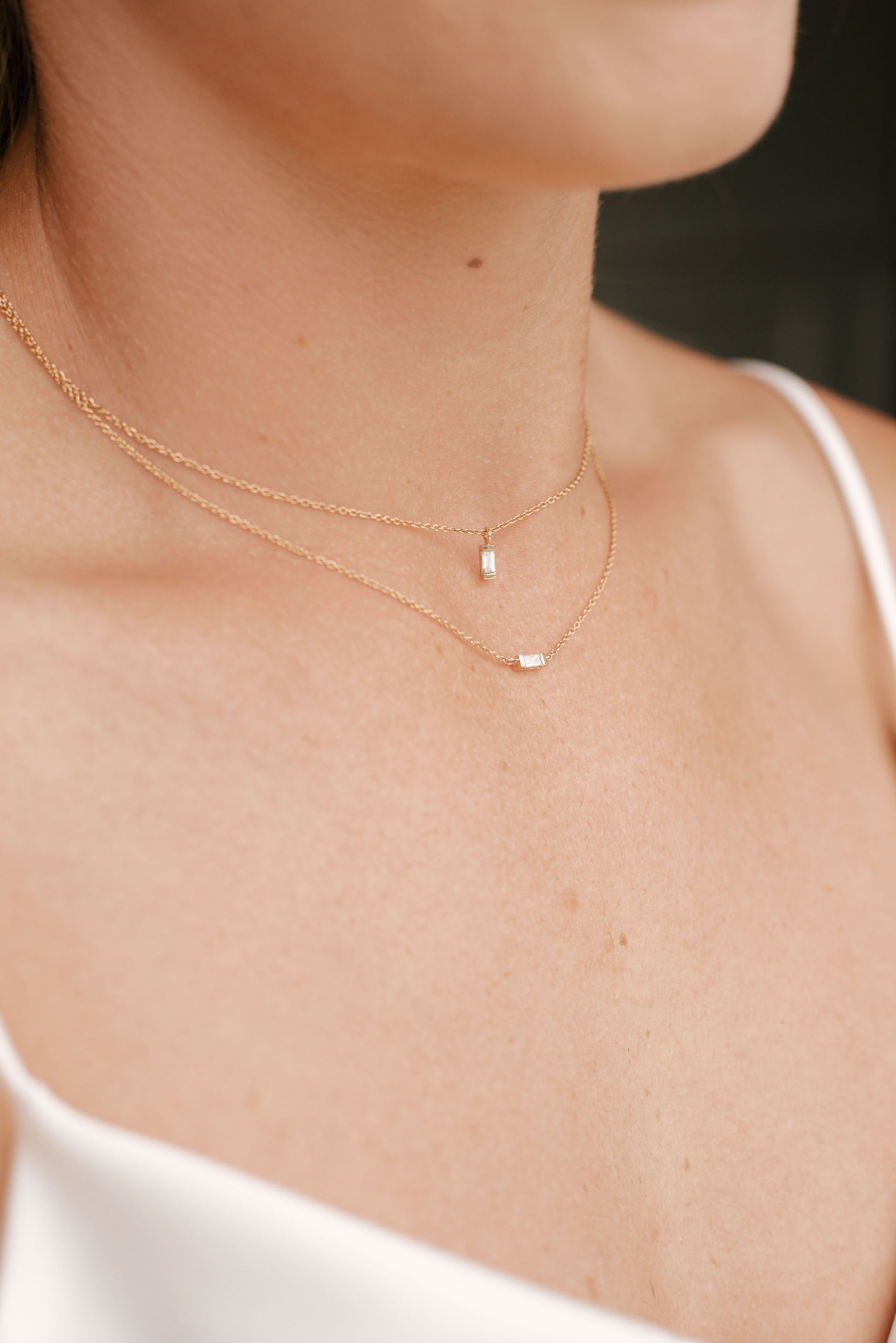 Baguette Diamond Horizontal Necklace