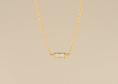 East-West Diamond Baguette Necklace