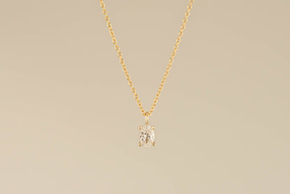Classic 4 Claw Oval Diamond Necklace By Dean & Dust