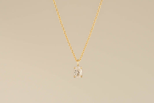 Classic 4 Claw Oval Diamond Necklace By Dean & Dust