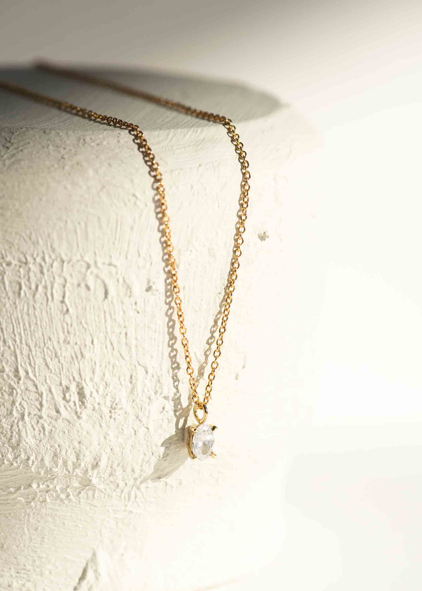 Classic 4 Claw Oval Diamond Necklace By Dean & Dust