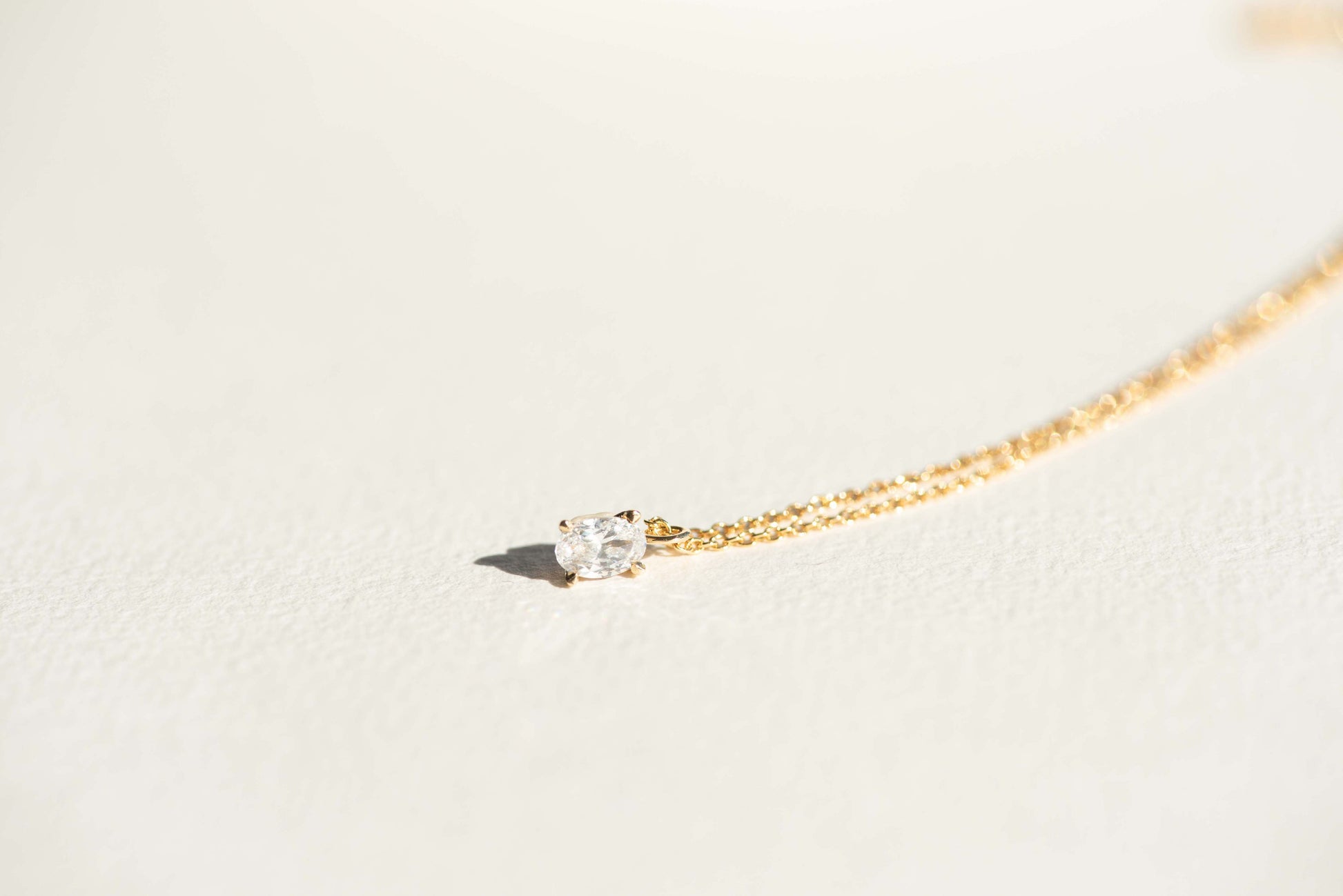 Classic 4 Claw Oval Diamond Necklace By Dean & Dust