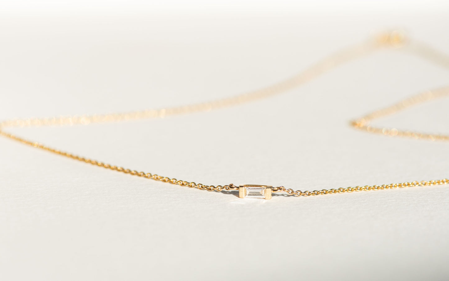 East-West Diamond Baguette Necklace